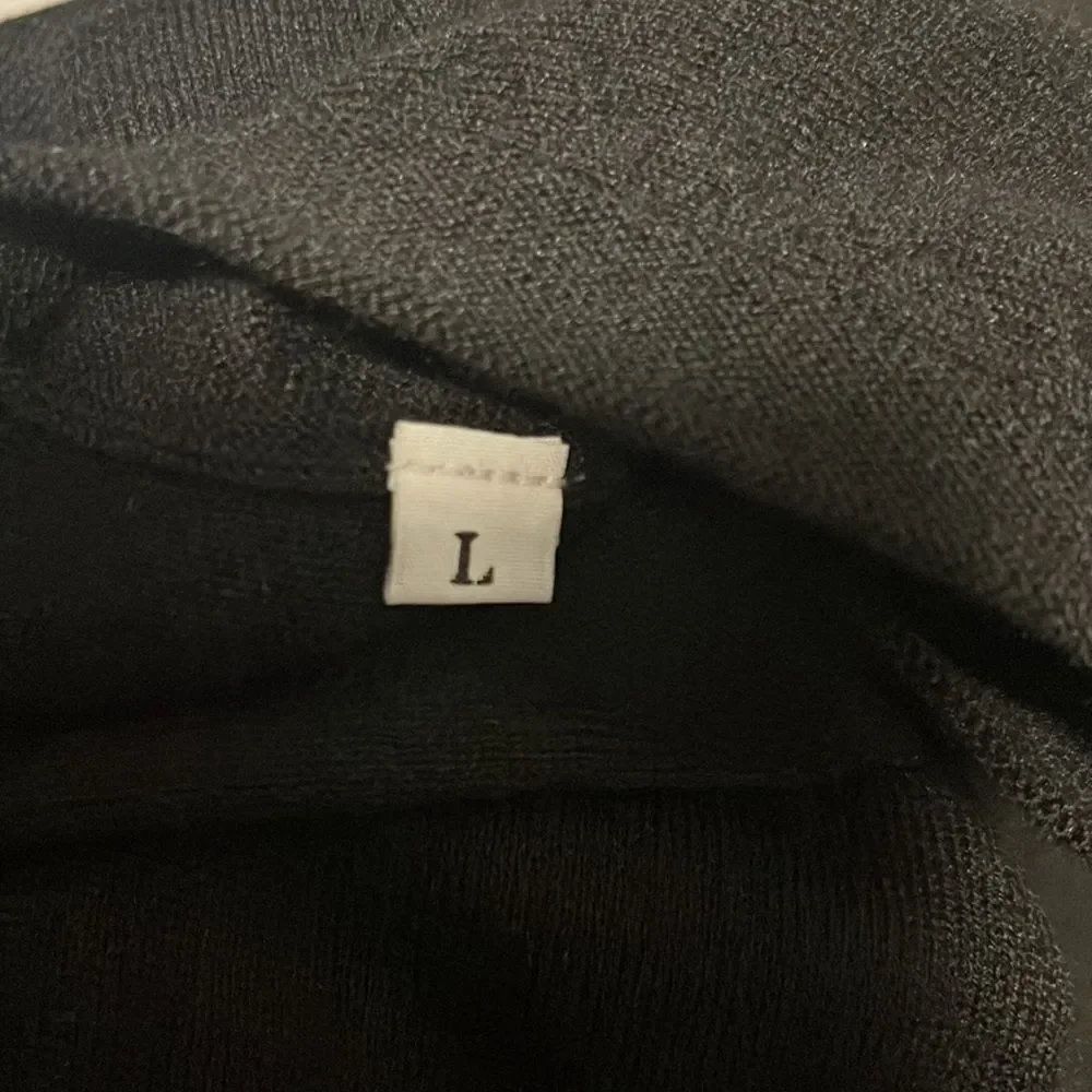 KENZO Homme Men’s Black Lightweight Silk Cashmere Blend V-Neck Basic Sweater L